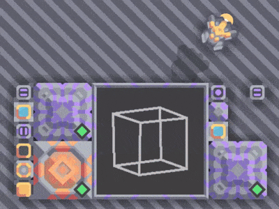 A Mindustry logic display rendering a rotating cube