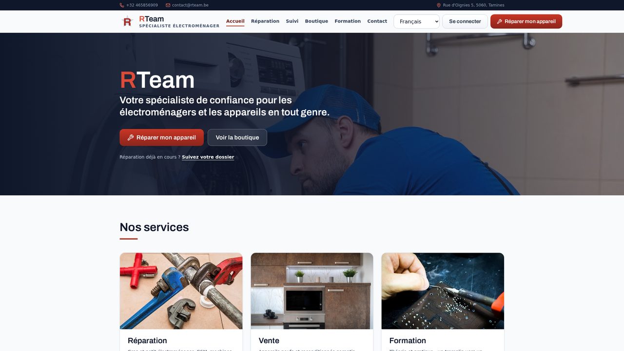 Screenshot of the RTeam website